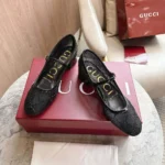 Gucci Women GG Crystal Ballet Flat-Black 835809FAEQ0