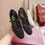 Gucci Women GG Crystal Ballet Flat-Black 835809FAEQ0