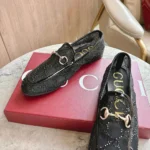 Gucci Women GG Crystal Gucci Jordaan Loafer-Black 835483FAEQ0