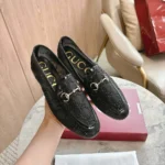 Gucci Women GG Crystal Gucci Jordaan Loafer-Black 835483FAEQ0