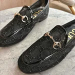 Gucci Women GG Crystal Gucci Jordaan Loafer-Black 835483FAEQ0