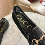 Gucci Women GG Crystal Gucci Jordaan Loafer-Black 835483FAEQ0