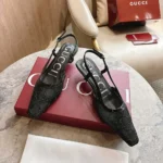 Gucci Women GG Crystal Slingback Pump-Black 840728FAEQ0