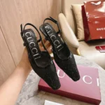 Gucci Women GG Crystal Slingback Pump-Black 840728FAEQ0
