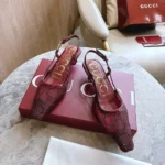 Gucci Women GG Crystal Slingback Pump-Bordeaux 674668FAEQ0
