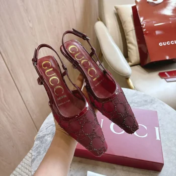 Gucci Women GG Crystal Slingback Pump-Bordeaux 674668FAEQ0