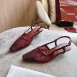 Gucci Women GG Crystal Slingback Pump-Bordeaux 674668FAEQ0