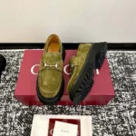 Gucci Women Loafer with Horsebit-Dark Green 834772AADUN