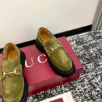 Gucci Women Loafer with Horsebit-Dark Green 834772AADUN