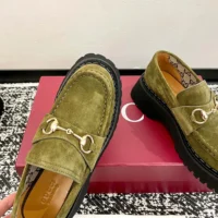 Gucci Women Loafer with Horsebit-Dark Green 834772AADUN (1)