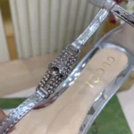 Gucci Women Sandal with Bamboo-Silver ‎836812AABU5