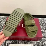 Gucci Women Sandal with Double G-Dark Green ‎835086FAEQ2
