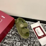 Gucci Women Sandal with Double G-Dark Green ‎835086FAEQ2