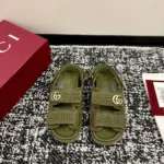 Gucci Women Sandal with Double G-Dark Green ‎835086FAEQ2
