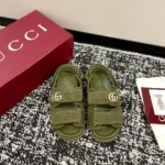 Gucci Women Sandal with Double G-Dark Green ‎835086FAEQ2