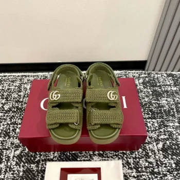 Gucci Women Sandal with Double G-Dark Green ‎835086FAEQ2