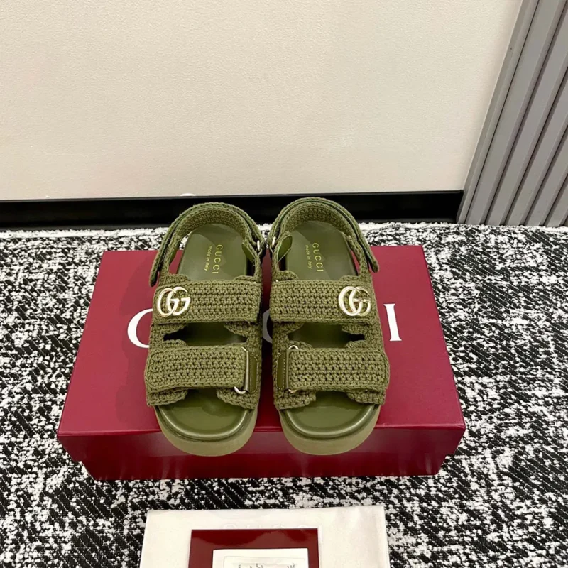 Gucci Women Sandal with Double G-Dark Green ‎835086FAEQ2