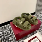 Gucci Women Sandal with Double G-Dark Green ‎835086FAEQ2