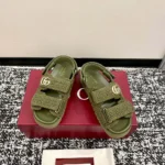 Gucci Women Sandal with Double G-Dark Green ‎835086FAEQ2
