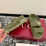 Gucci Women Sandal with Double G-Dark Green ‎835086FAEQ2