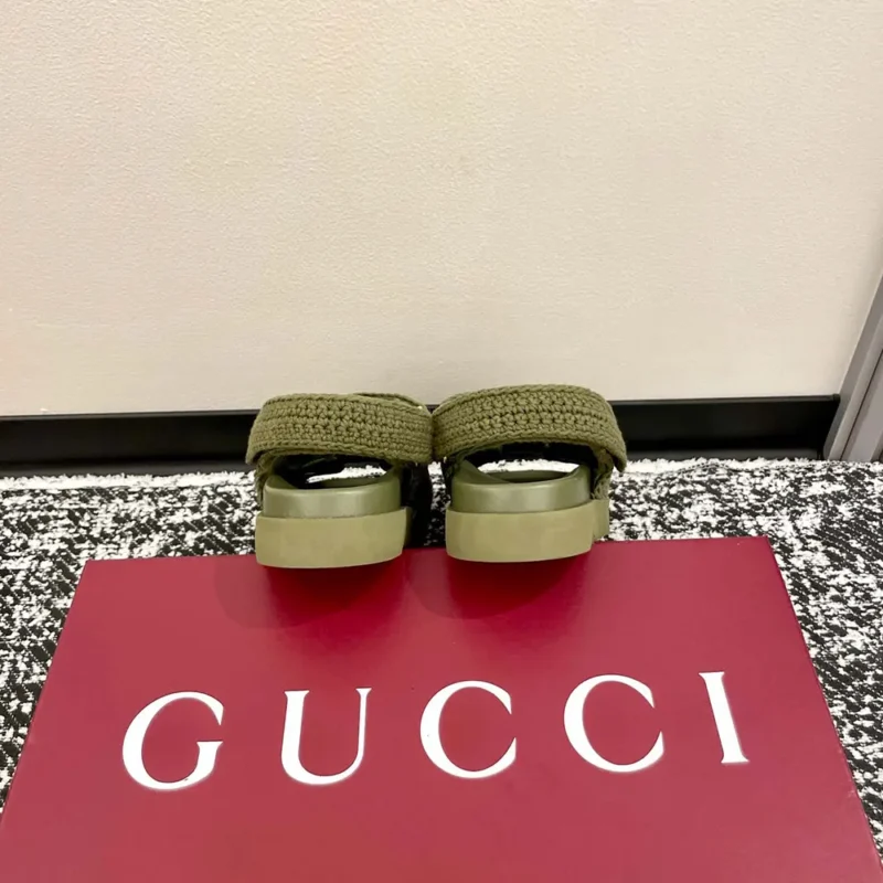 Gucci Women Sandal with Double G-Dark Green ‎835086FAEQ2
