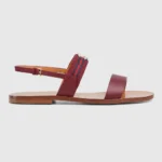 Gucci Women Sandal with Interlocking G and Web-Maroon ‎832447AAE6X