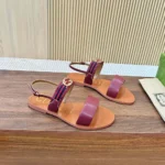 Gucci Women Sandal with Interlocking G and Web-Maroon ‎832447AAE6X