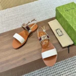 Gucci Women Sandal with Interlocking G and Web-White 832447AAEYQ