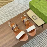 Gucci Women Sandal with Interlocking G and Web-White 832447AAEYQ