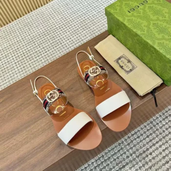 Gucci Women Sandal with Interlocking G and Web-White 832447AAEYQ