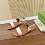 Gucci Women Sandal with Interlocking G and Web-White 832447AAEYQ