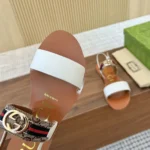 Gucci Women Sandal with Interlocking G and Web-White 832447AAEYQ