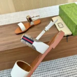 Gucci Women Sandal with Interlocking G and Web-White 832447AAEYQ