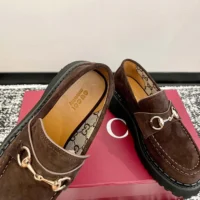 Gucci Women loafer with Horsebit-Dark Brown ‎834772AADUN (1)