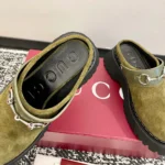 Gucci Women mule with Horsebit-Dark Green 835829AAE3R