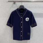 Louis Vuitton Men Knitted Short-Sleeved Baseball Shirt 1AIMCS