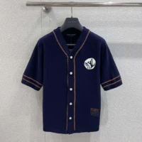 Louis Vuitton Men Knitted Short-Sleeved Baseball Shirt 1AIMCS (1)