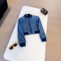 Louis Vuitton Women Cropped Monogram Denim Bomber Jacket 1AI176 (1)