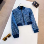 Louis Vuitton Women Cropped Monogram Denim Bomber Jacket 1AI176 - Image 3
