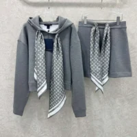 Louis Vuitton Women Cropped Monogram Scarf Hoodie 1AIR63 (1)