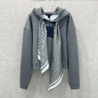 Louis Vuitton Women Cropped Monogram Scarf Hoodie 1AIR63 (1)