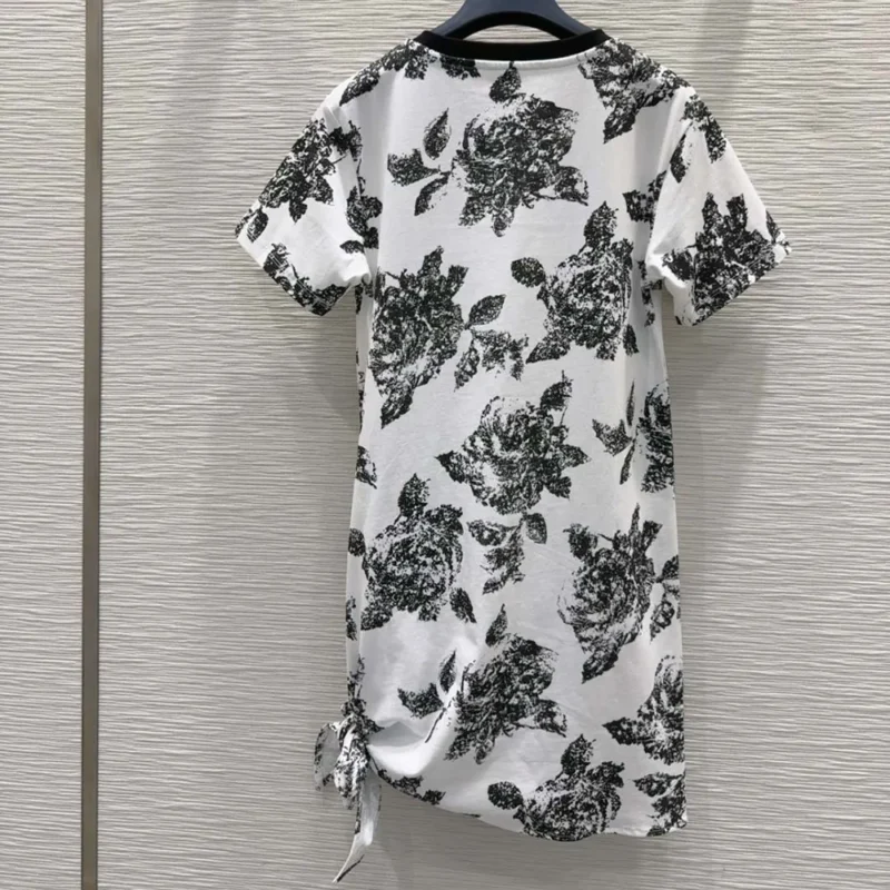 Louis Vuitton Women Floral Knotted T-Shirt Dress 1AIAKV