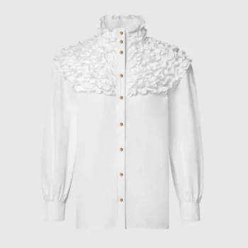Louis Vuitton Women Ruffle Neck Shirt-White 1AIQOH