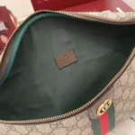 Gucci Men Ophidia Belt Bag Dark Brown Leather Trim