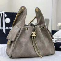 Chanel Women 25 Small Handbag Grained Calfskin Gold Tone Metal-Gray (5)