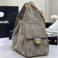 Chanel Women 25 Small Handbag Grained Calfskin Gold Tone Metal-Gray (5)