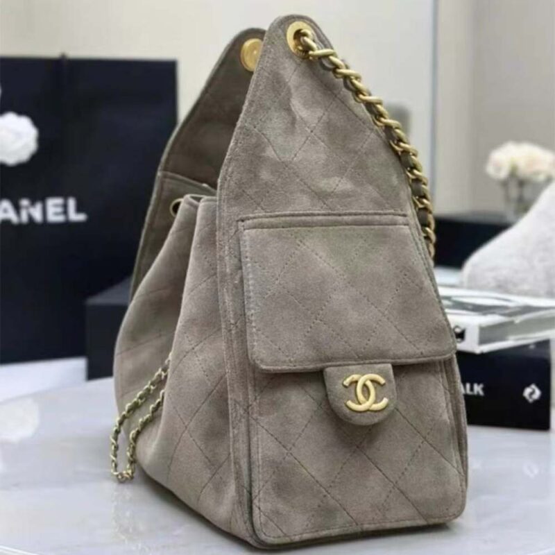 Chanel Women 25 Small Handbag Grained Calfskin Gold Tone Metal-Gray