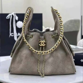 Chanel Women 25 Small Handbag Grained Calfskin Gold Tone Metal-Gray