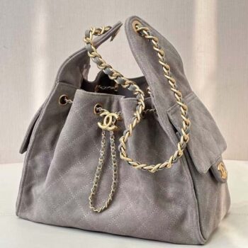 Chanel Women 25 Small Handbag Grained Calfskin Gold Tone Metal-Gray