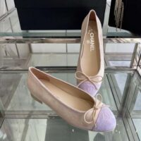 Chanel Women Ballerinas Fabric Grosgrain-Light Purple (1)